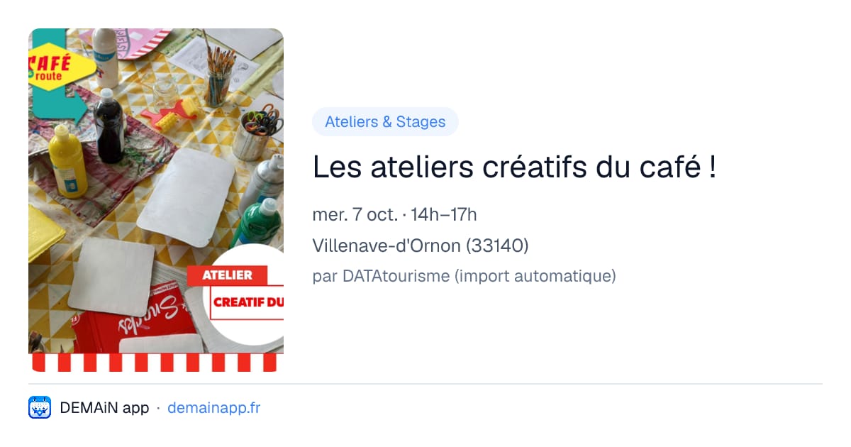 Les ateliers créatifs du café ! — Villenave-d'Ornon