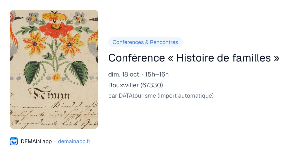 Conférence « Histoire de familles » — Bouxwiller