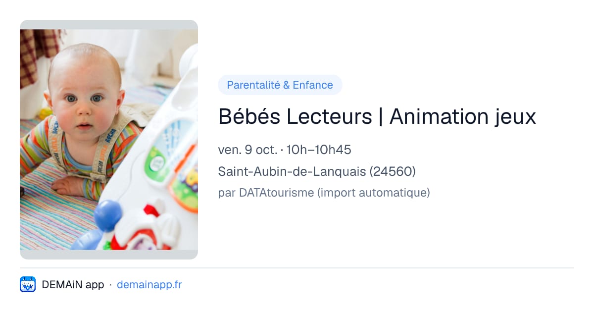 Bébés Lecteurs | Animation jeux — Saint-Aubin-de-Lanquais
