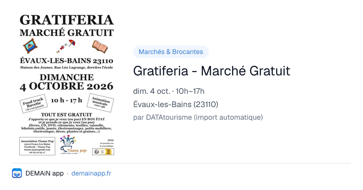 Gratiferia - Marché Gratuit — Évaux-les-Bains
