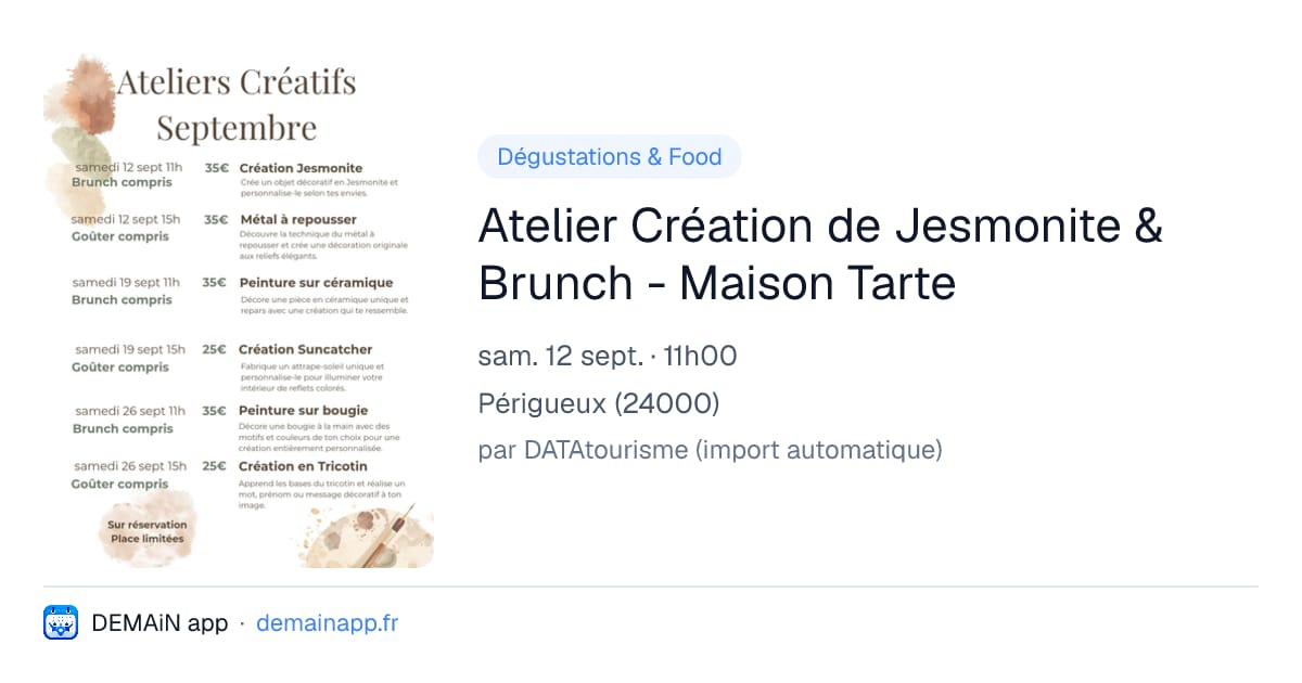 Atelier Création de Jesmonite & Brunch - Maison Tarte — Périgueux