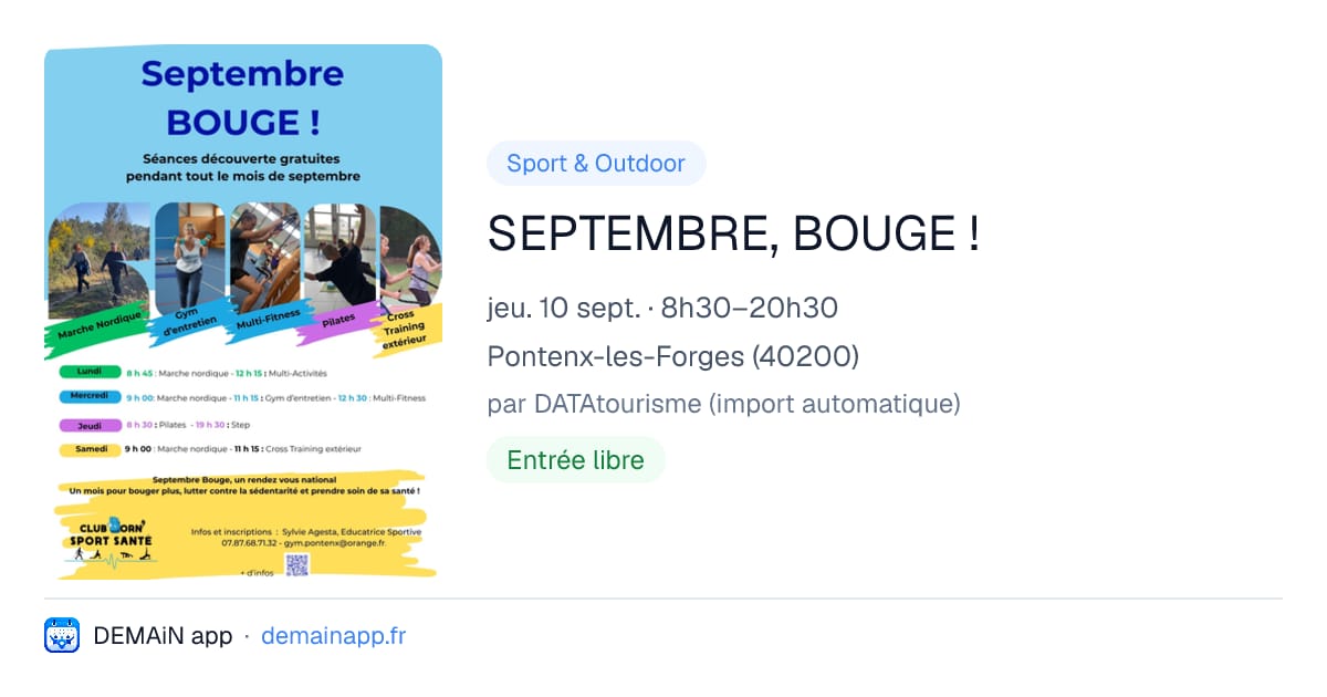 SEPTEMBRE, BOUGE ! — Pontenx-les-Forges