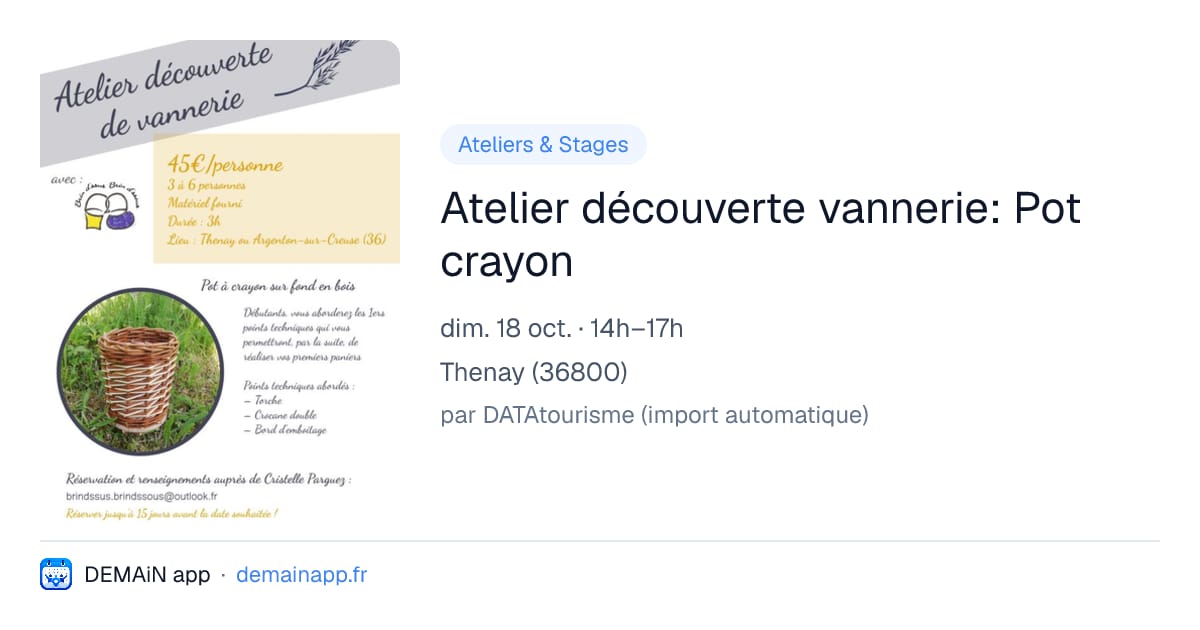 Atelier découverte vannerie: Pot crayon — Thenay
