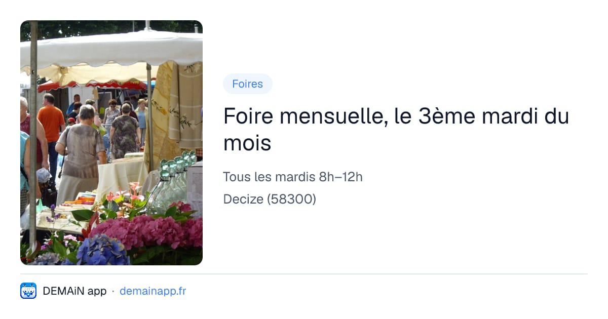 Foire mensuelle, le 3ème mardi du mois — Decize