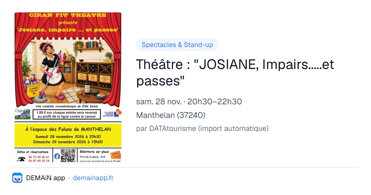 Théâtre : "JOSIANE, Impairs.....et passes" — Manthelan