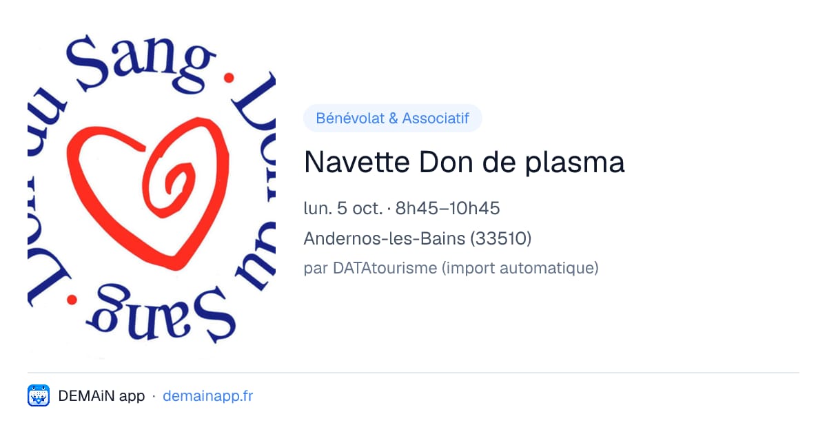 Navette Don de plasma — Andernos-les-Bains