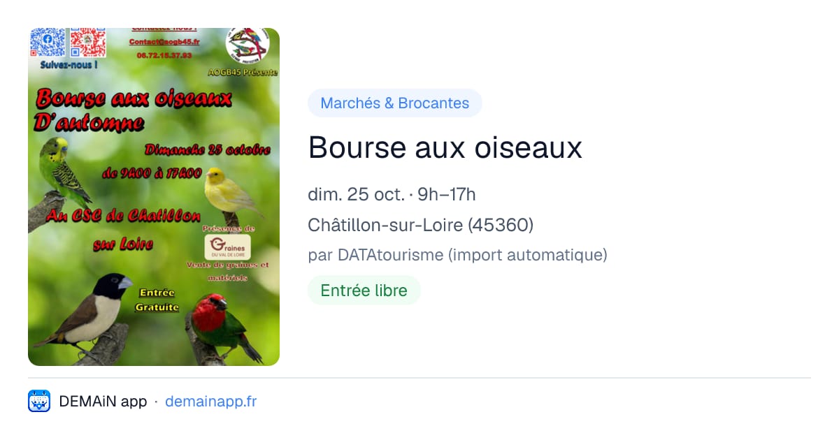 Bourse aux oiseaux — Châtillon-sur-Loire