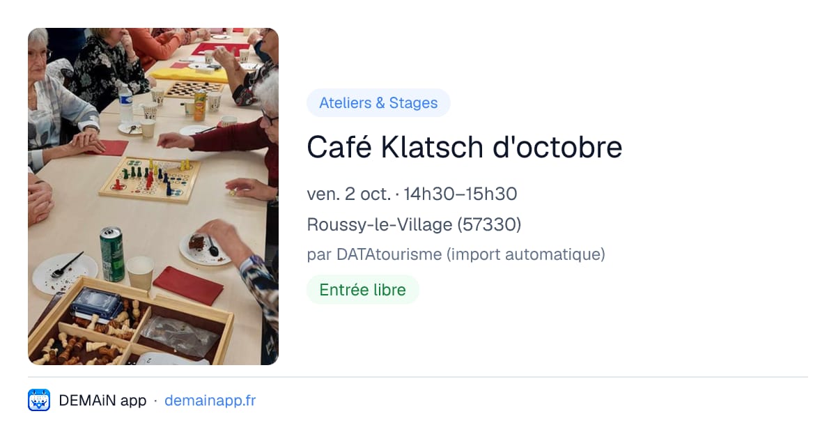 Café Klatsch d'octobre — Roussy-le-Village