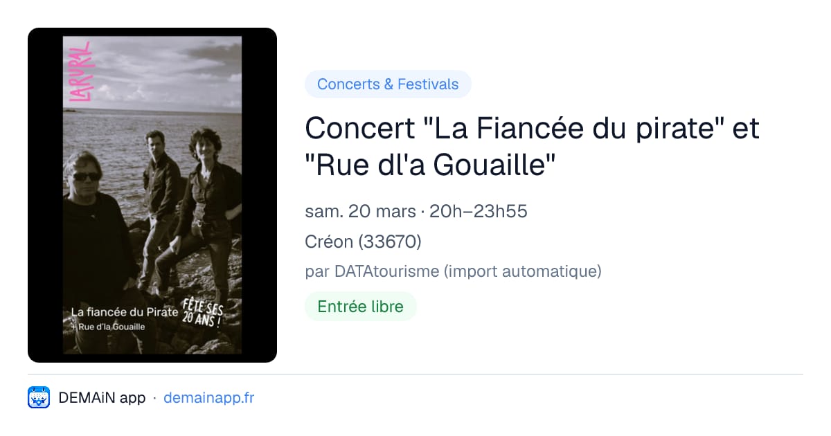 Concert "La Fiancée du pirate" et "Rue dl'a Gouaille" — Créon