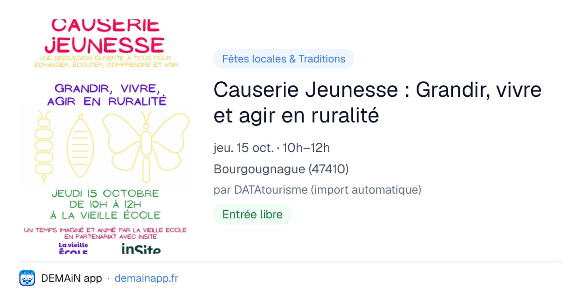 Causerie Jeunesse : Grandir, vivre et agir en ruralité — Bourgougnague