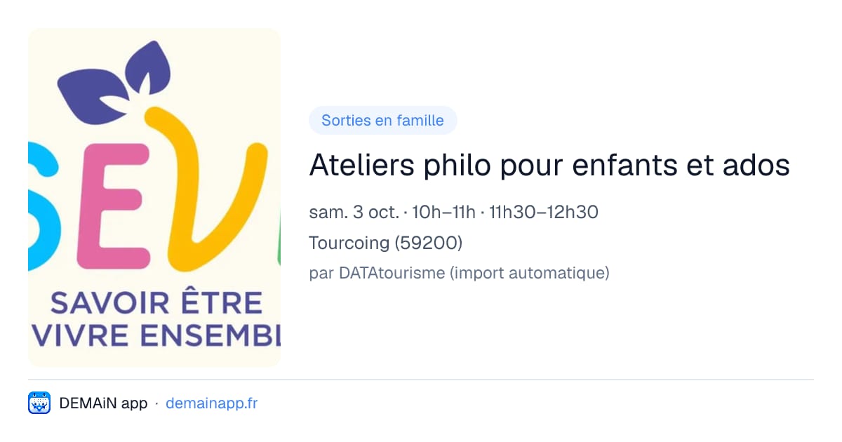 Ateliers philo pour enfants et ados — Tourcoing