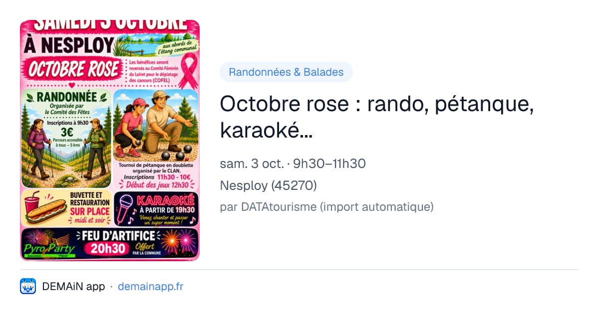Octobre rose : rando, pétanque, karaoké... — Nesploy