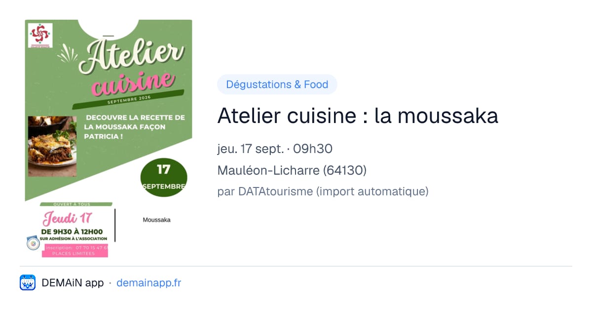 Atelier cuisine : la moussaka — Mauléon-Licharre