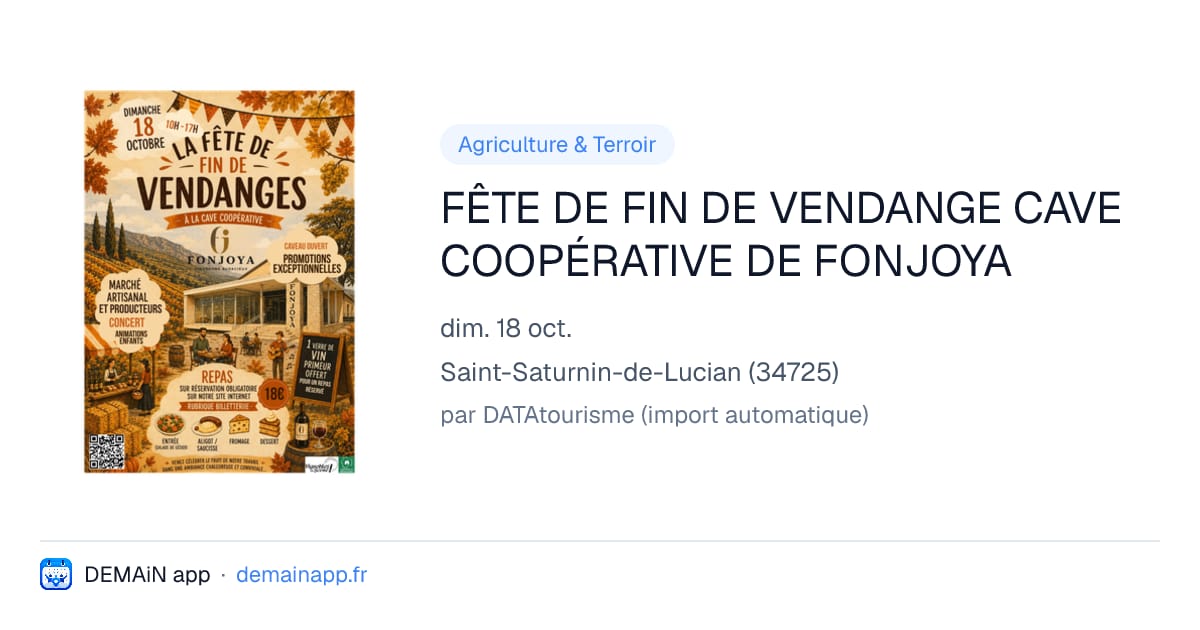 FÊTE DE FIN DE VENDANGE CAVE COOPÉRATIVE DE FONJOYA — Saint-Saturnin-de-Lucian