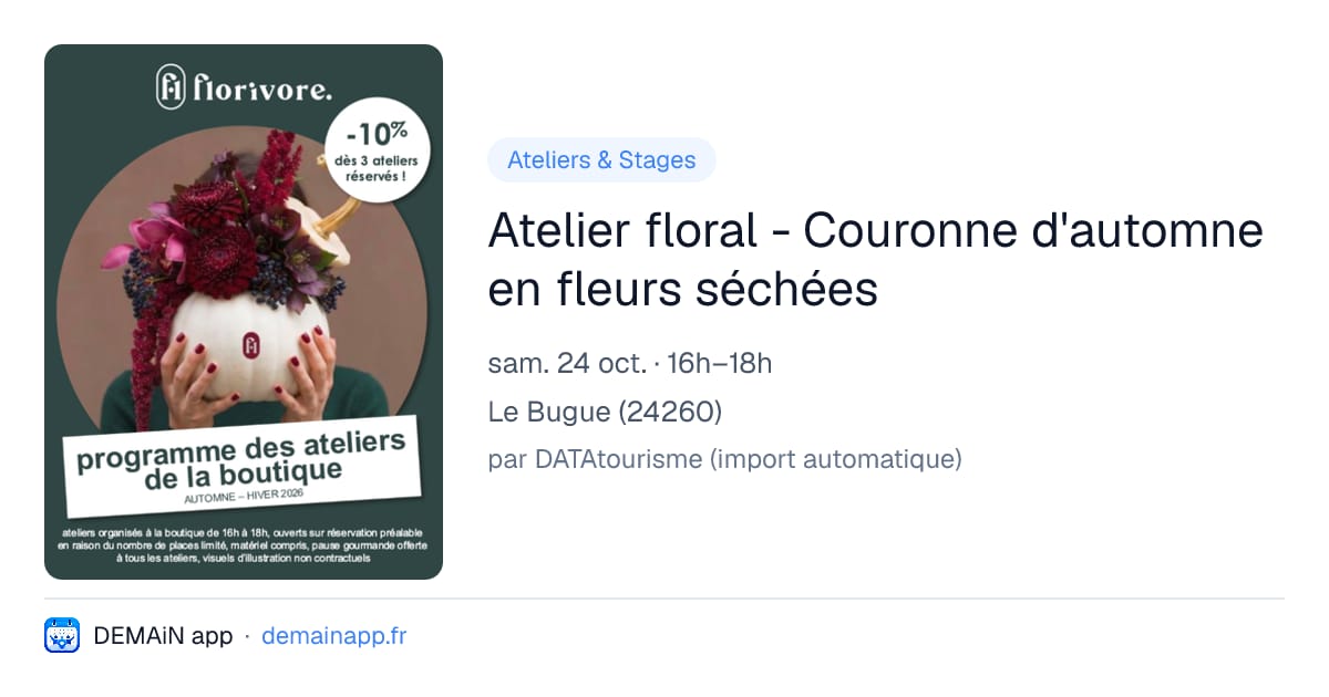 Atelier floral - Couronne d'automne en fleurs séchées — Le Bugue