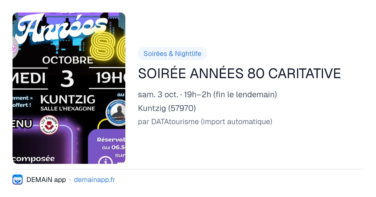 SOIRÉE ANNÉES 80 CARITATIVE — Kuntzig