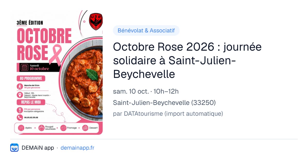 Octobre Rose 2026 : journée solidaire à Saint-Julien-Beychevelle — Saint-Julien-Beychevelle