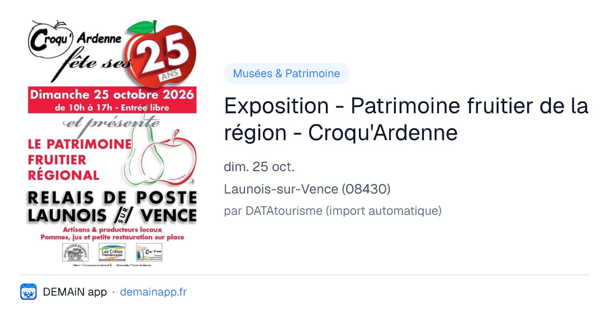 Exposition - Patrimoine fruitier de la région - Croqu'Ardenne — Launois-sur-Vence