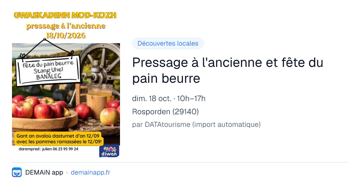 Pressage à l'ancienne et fête du pain beurre — Rosporden
