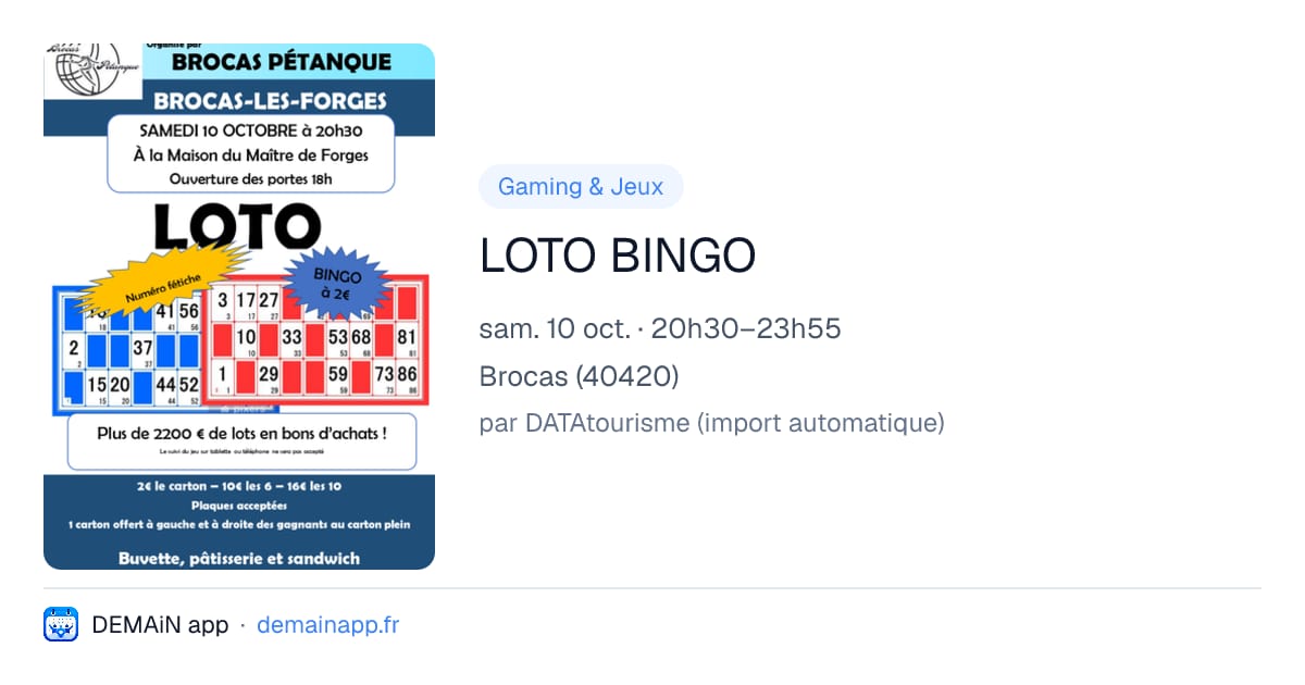 LOTO BINGO — Brocas