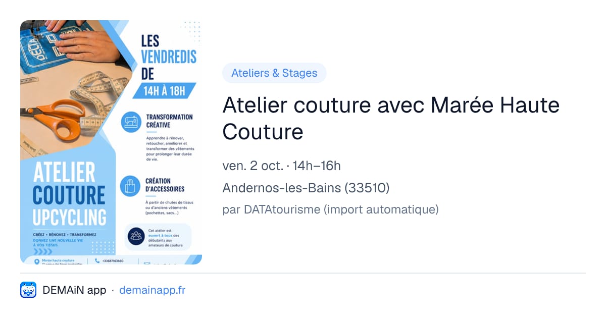 Atelier couture avec Marée Haute Couture — Andernos-les-Bains
