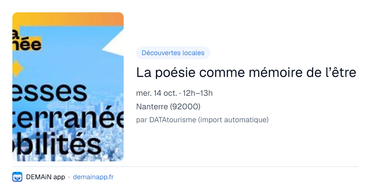 La poésie comme mémoire de l’être — Nanterre