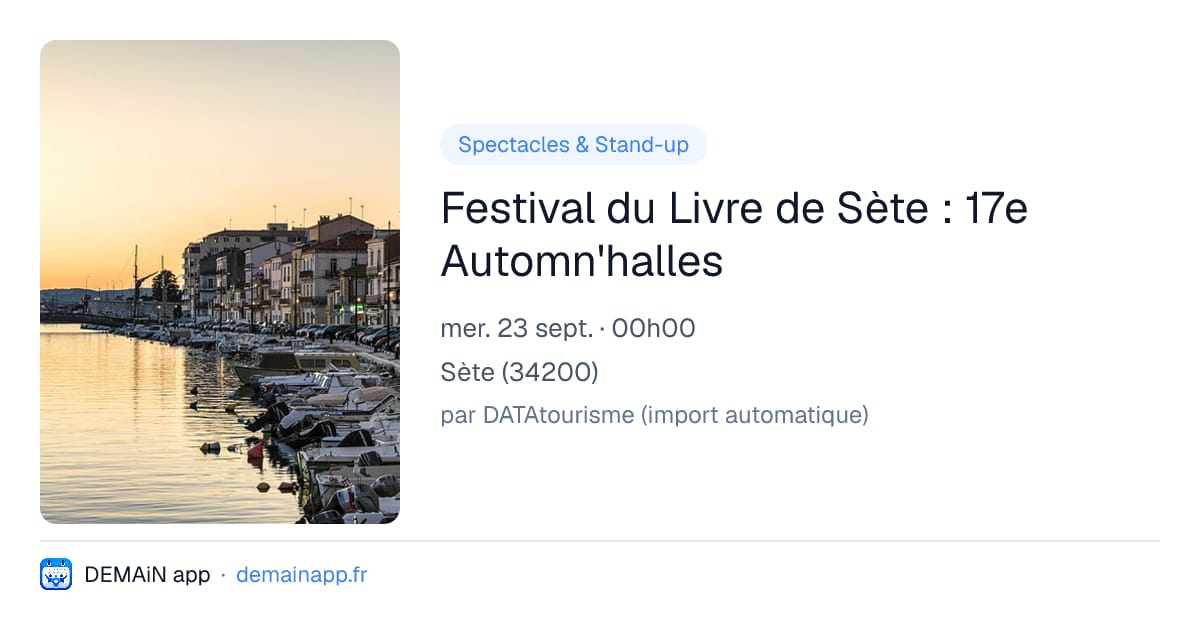 Festival du Livre de Sète : 17e Automn'halles — Sète
