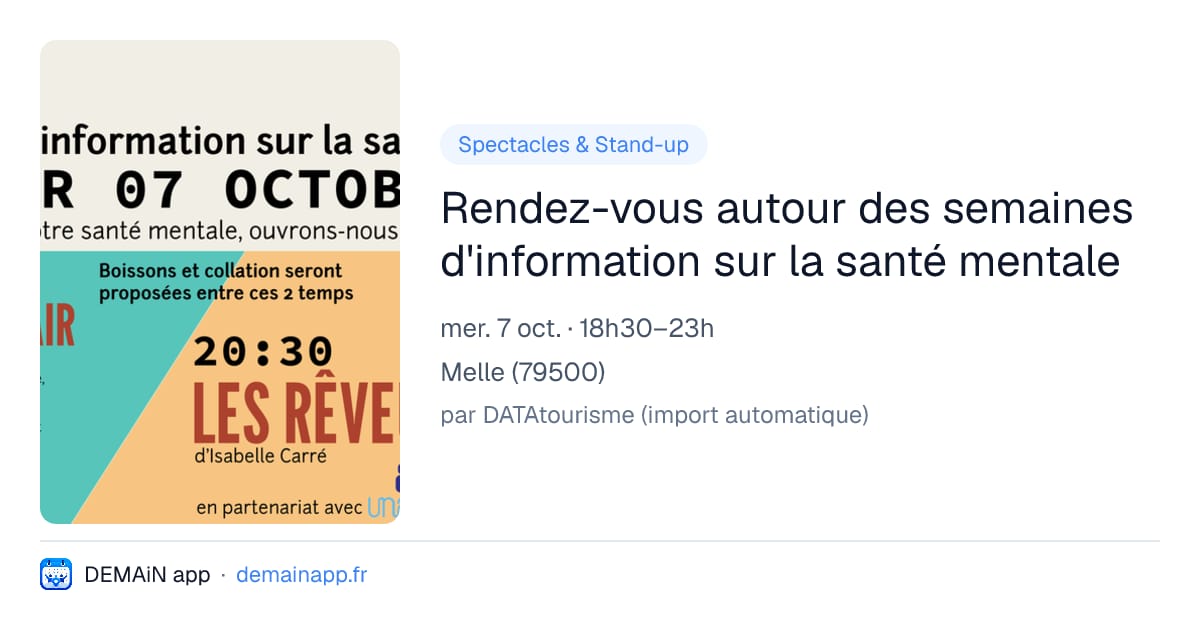 Rendez-vous autour des semaines d'information sur la santé mentale — Melle