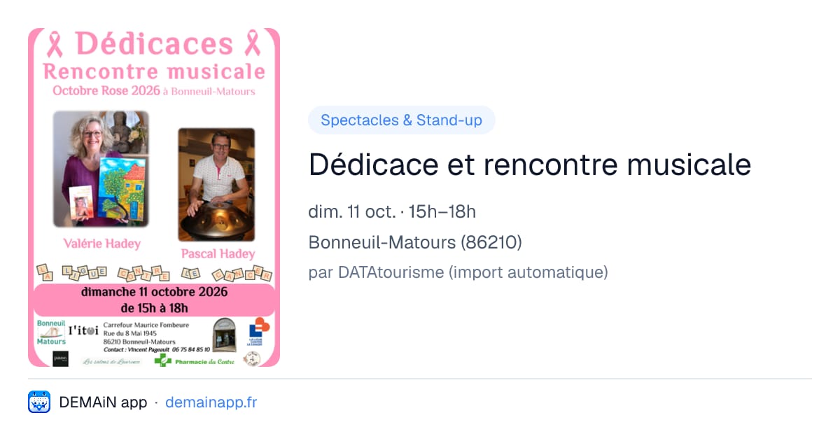 Dédicace et rencontre musicale — Bonneuil-Matours