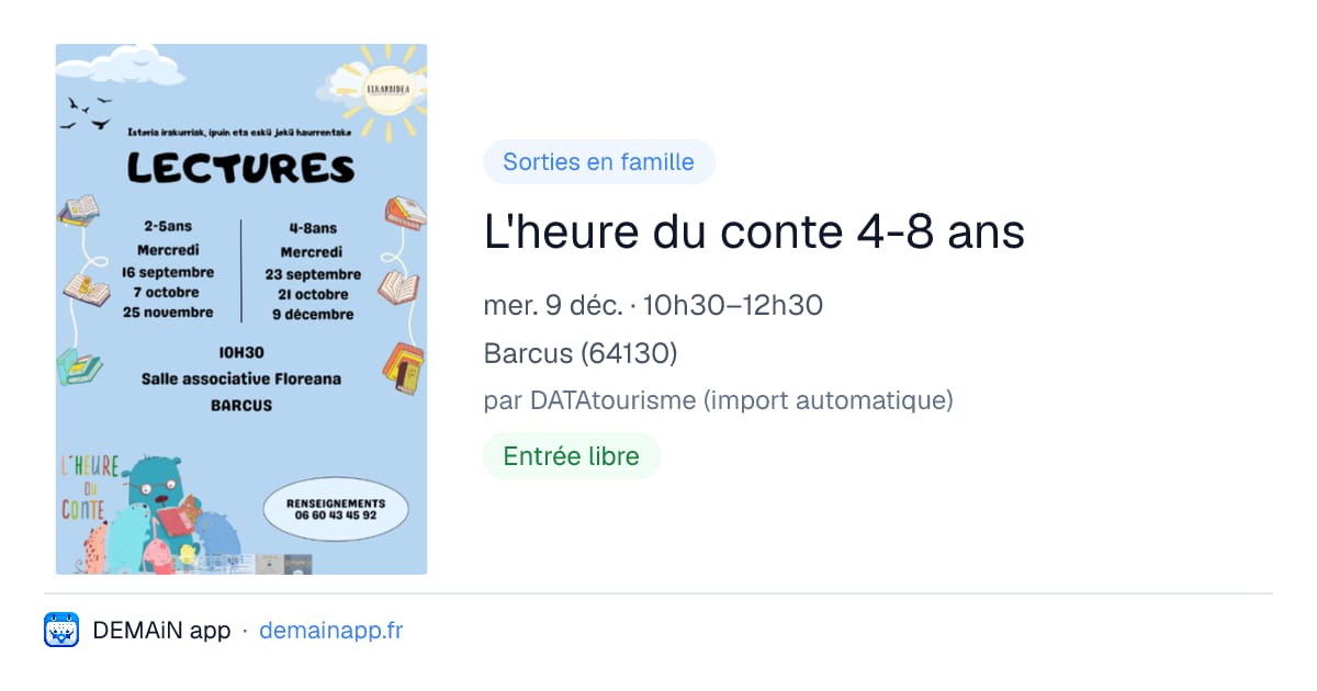L'heure du conte 4-8 ans — Barcus