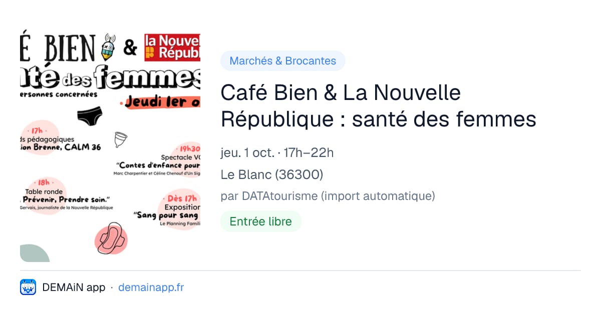 Café Bien & La Nouvelle République : santé des femmes — Le Blanc