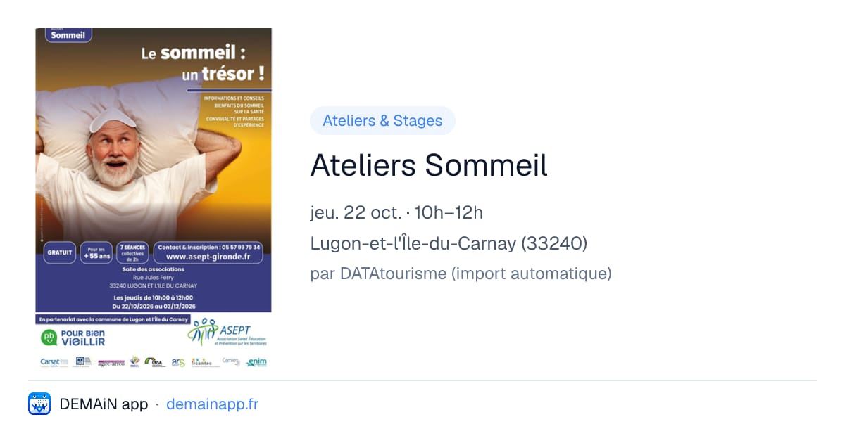Ateliers Sommeil — Lugon-et-l'Île-du-Carnay