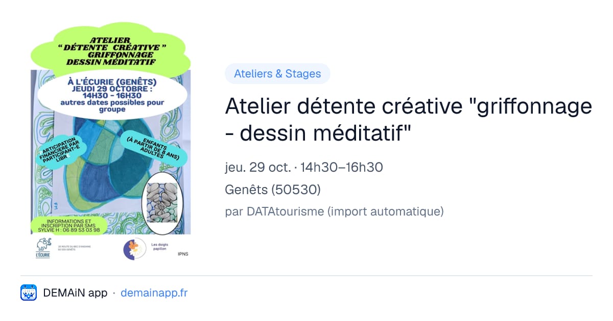 Atelier détente créative "griffonnage - dessin méditatif" — Genêts