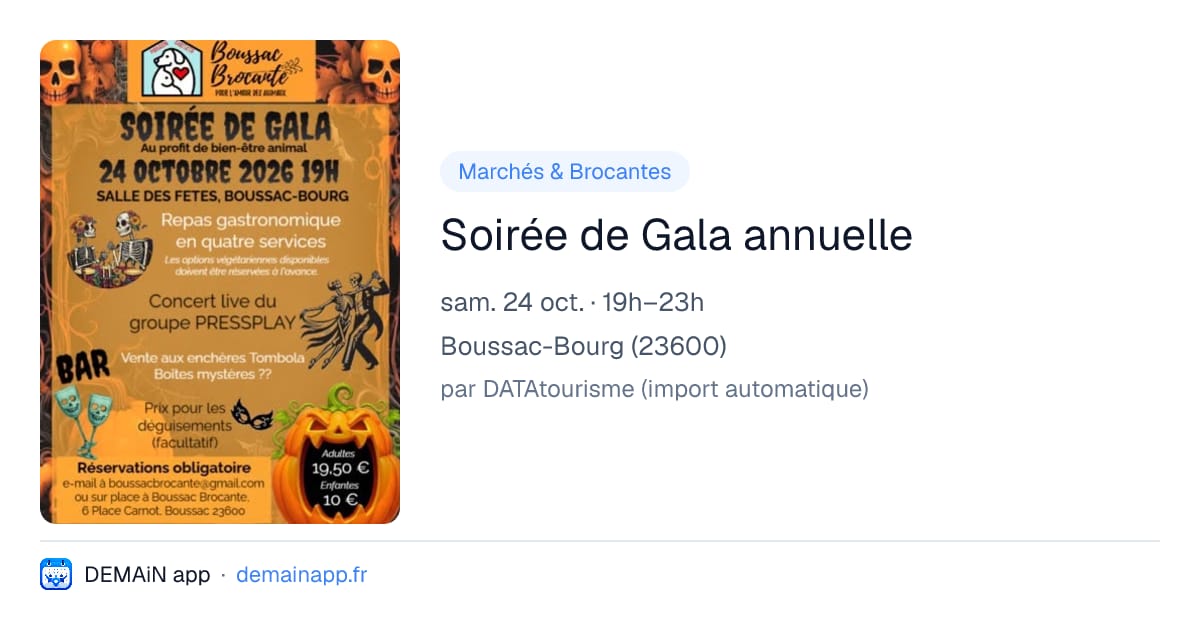 Soirée de Gala annuelle — Boussac-Bourg