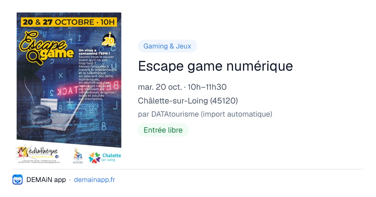 Escape game numérique — Châlette-sur-Loing