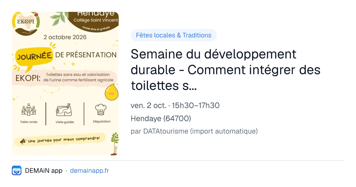 Semaine du développement durable - Comment intégrer des toilettes sans eau dans un bâtiment — Hendaye