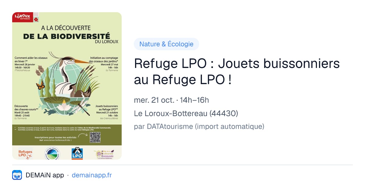 Refuge LPO : Jouets buissonniers au Refuge LPO ! — Le Loroux-Bottereau