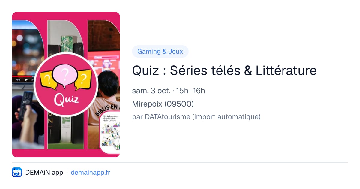 Quiz : Séries télés & Littérature — Mirepoix