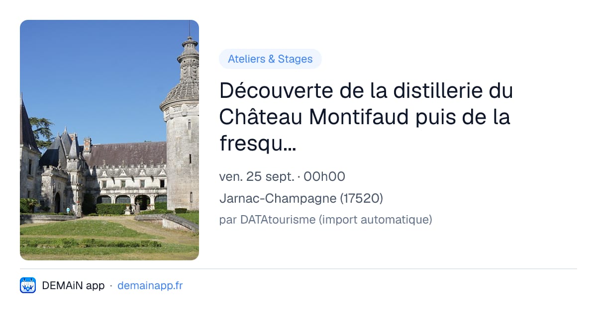 Découverte de la distillerie du Château Montifaud puis de la fresque de l'église de Jarnac-Champagne — Jarnac-Champagne