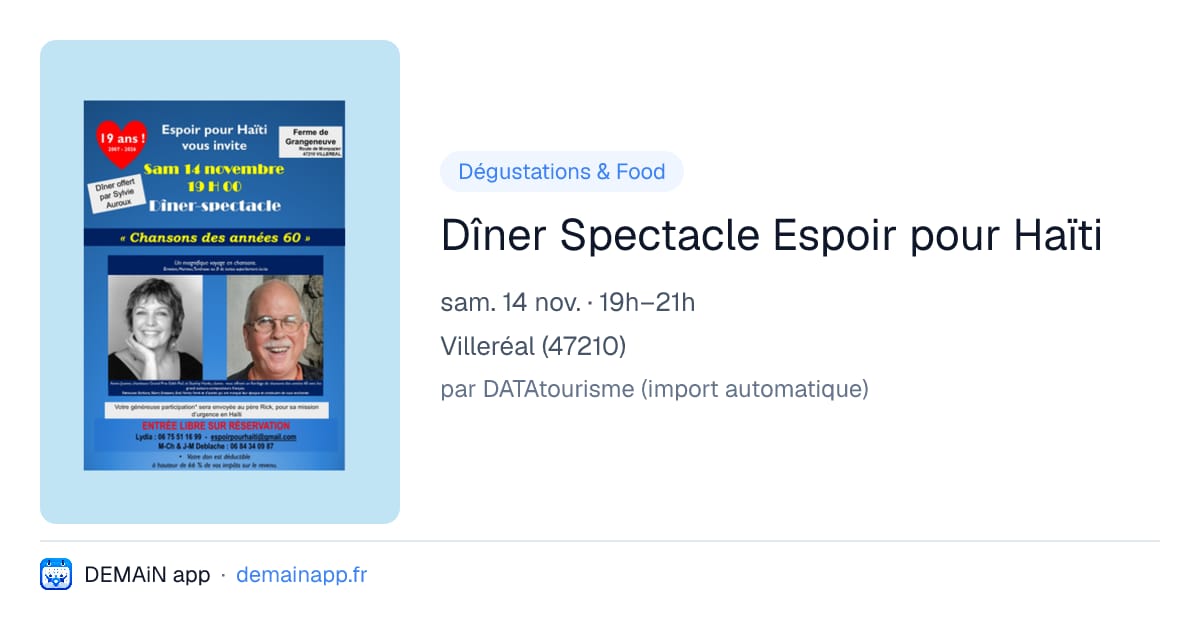 Dîner Spectacle Espoir pour Haïti — Villeréal