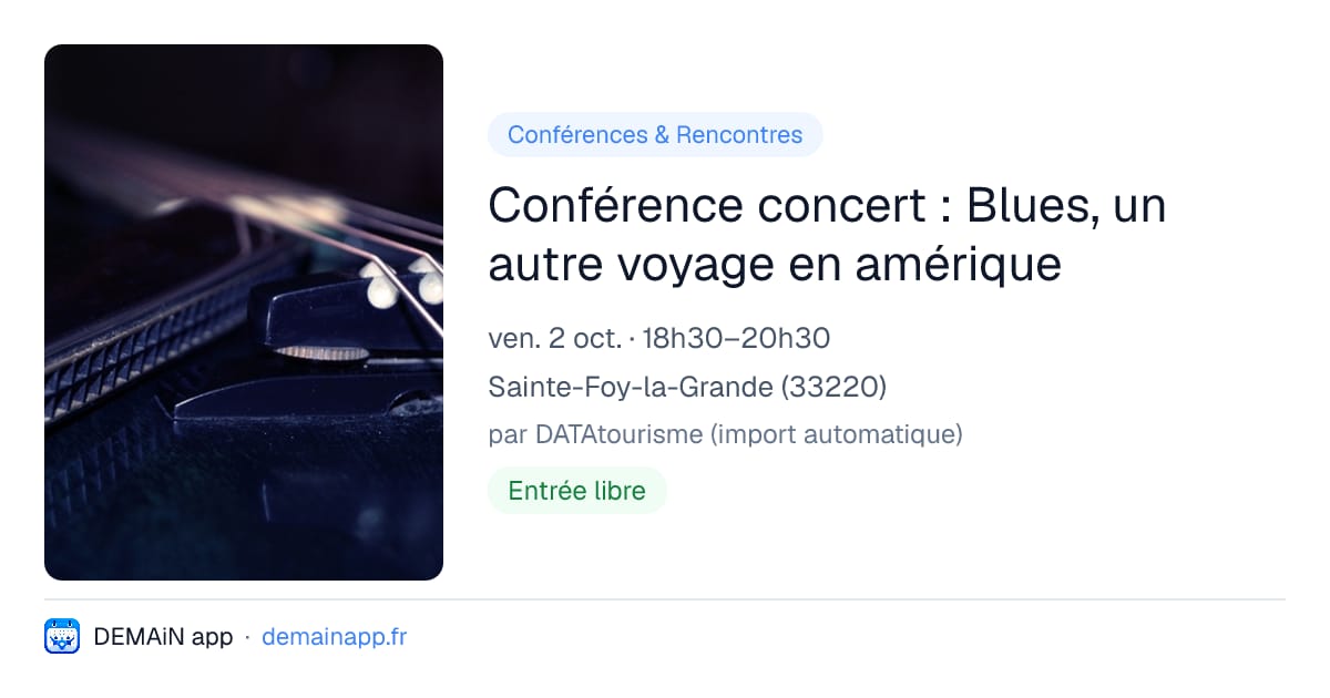 Conférence concert : Blues, un autre voyage en amérique — Sainte-Foy-la-Grande