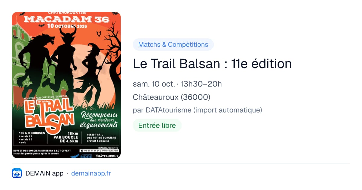 Le Trail Balsan : 11e édition — Châteauroux