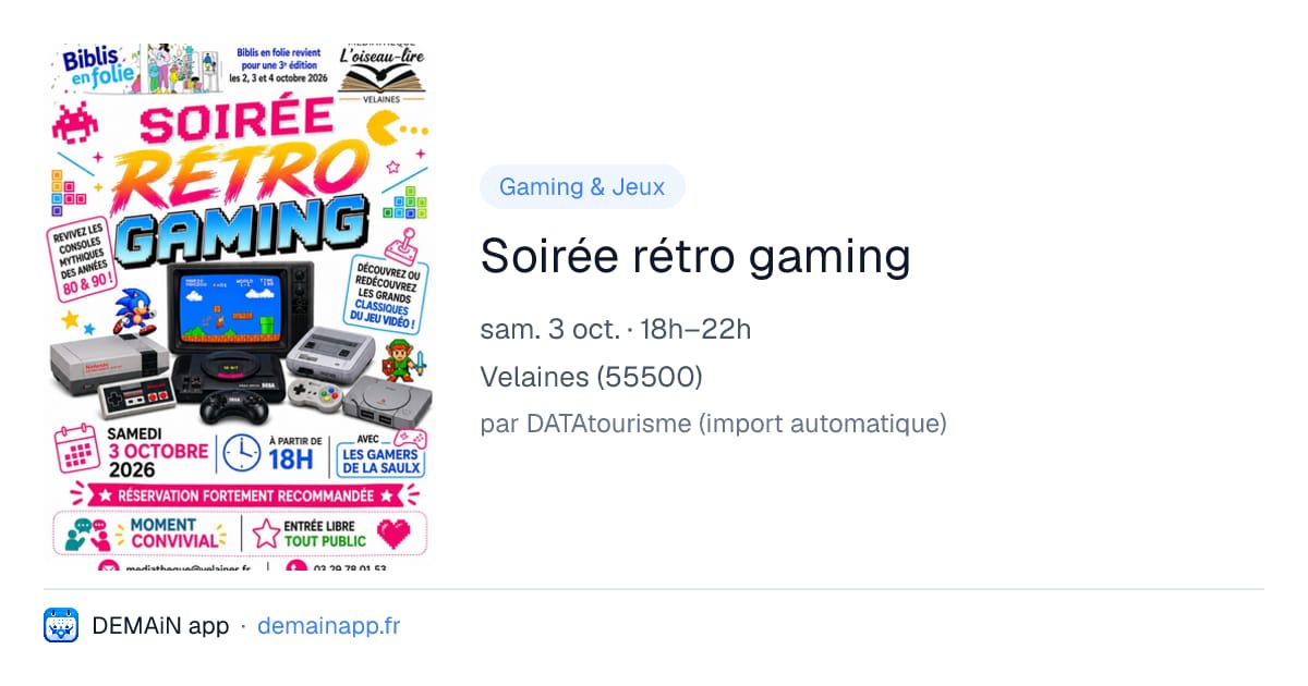 Soirée rétro gaming — Velaines