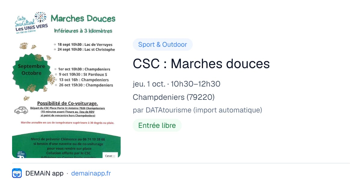 CSC : Marches douces — Champdeniers