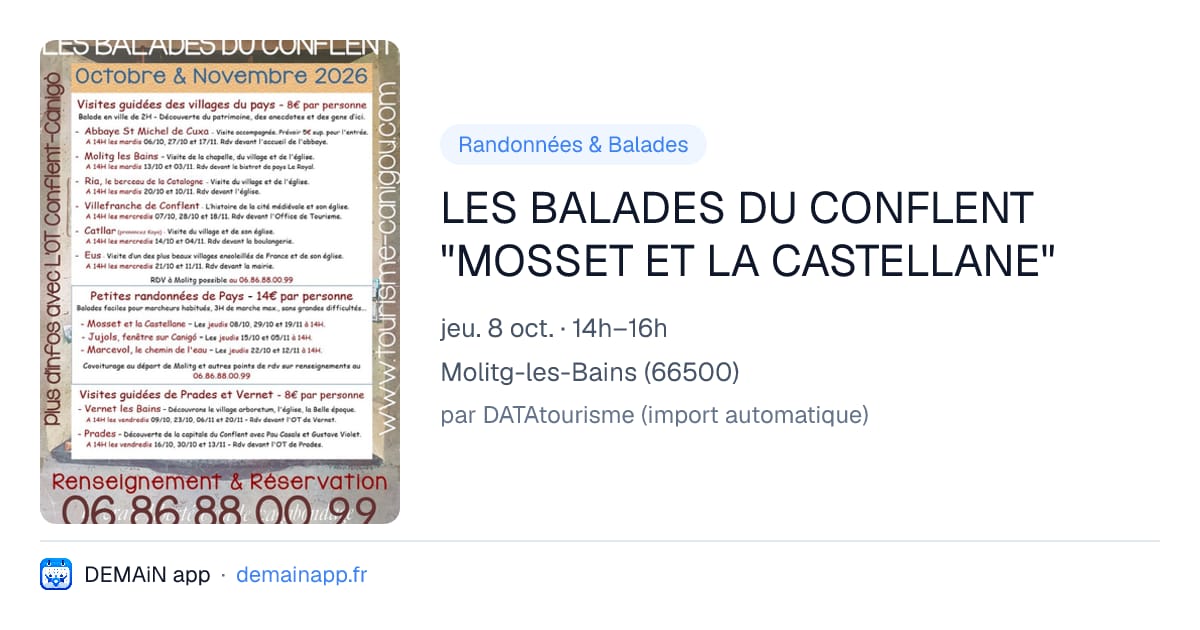 LES BALADES DU CONFLENT "MOSSET ET LA CASTELLANE" — Molitg-les-Bains