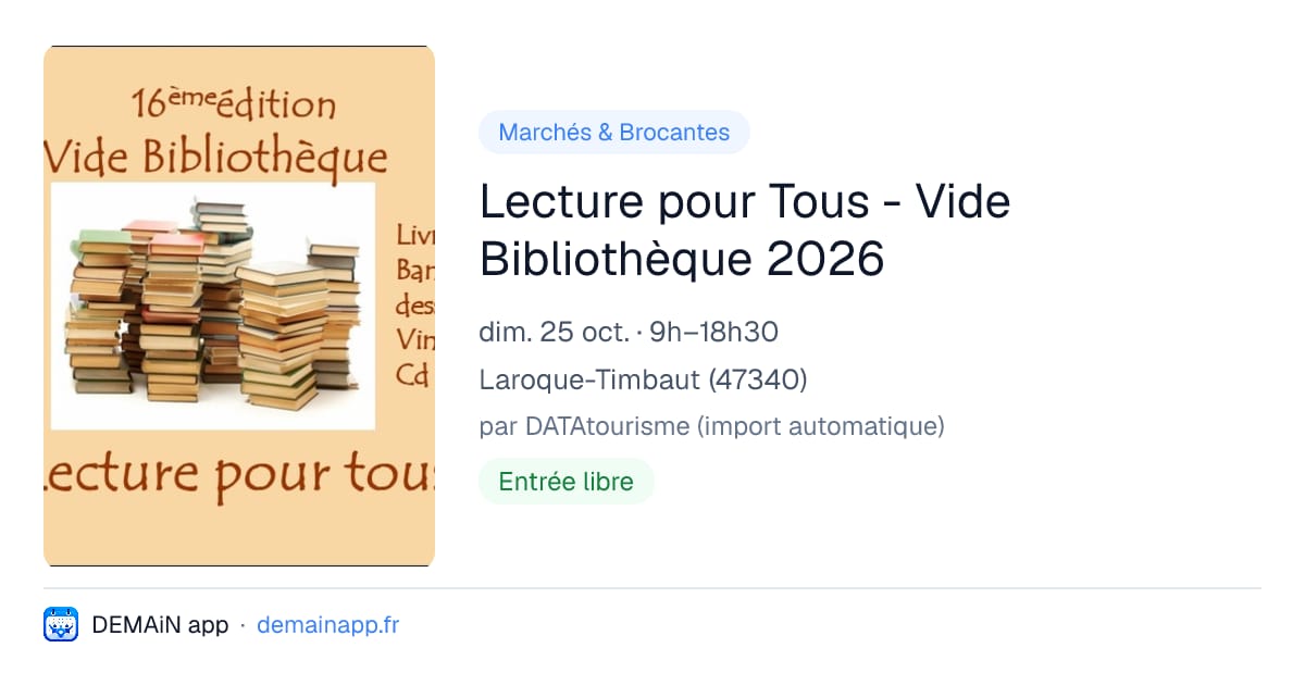 Lecture pour Tous - Vide Bibliothèque 2026 — Laroque-Timbaut
