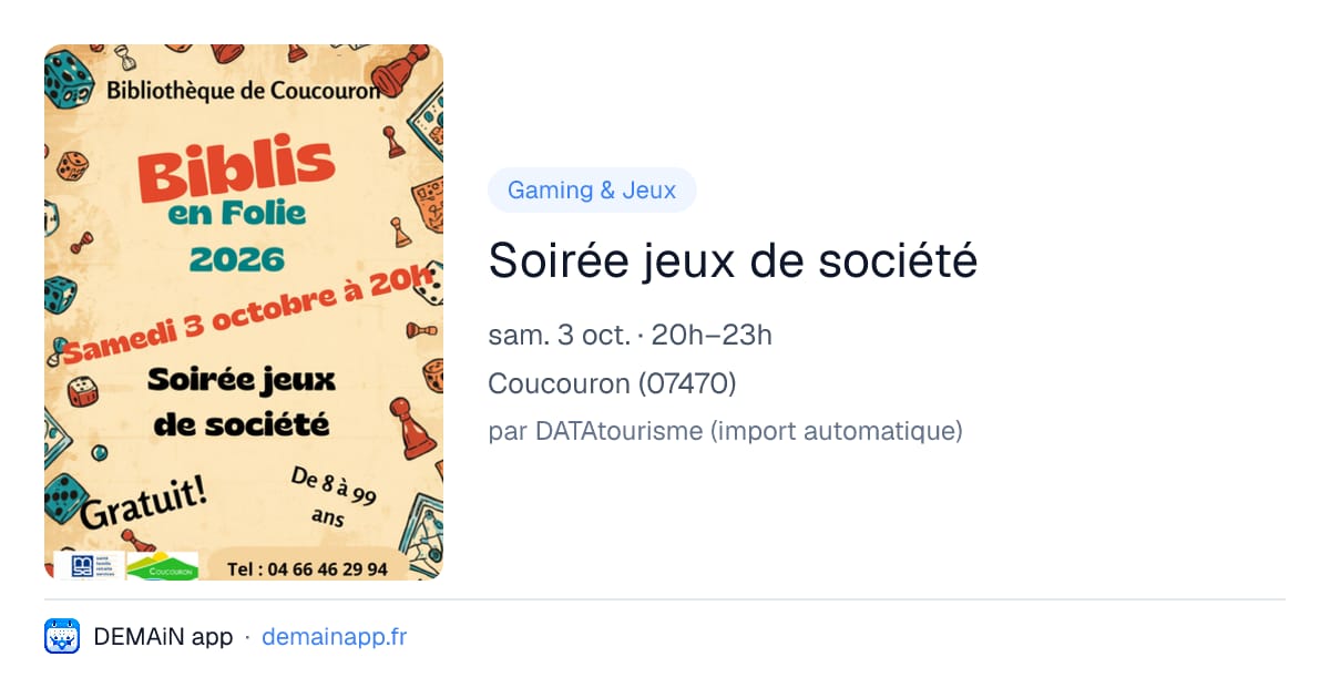 Soirée jeux de société — Coucouron