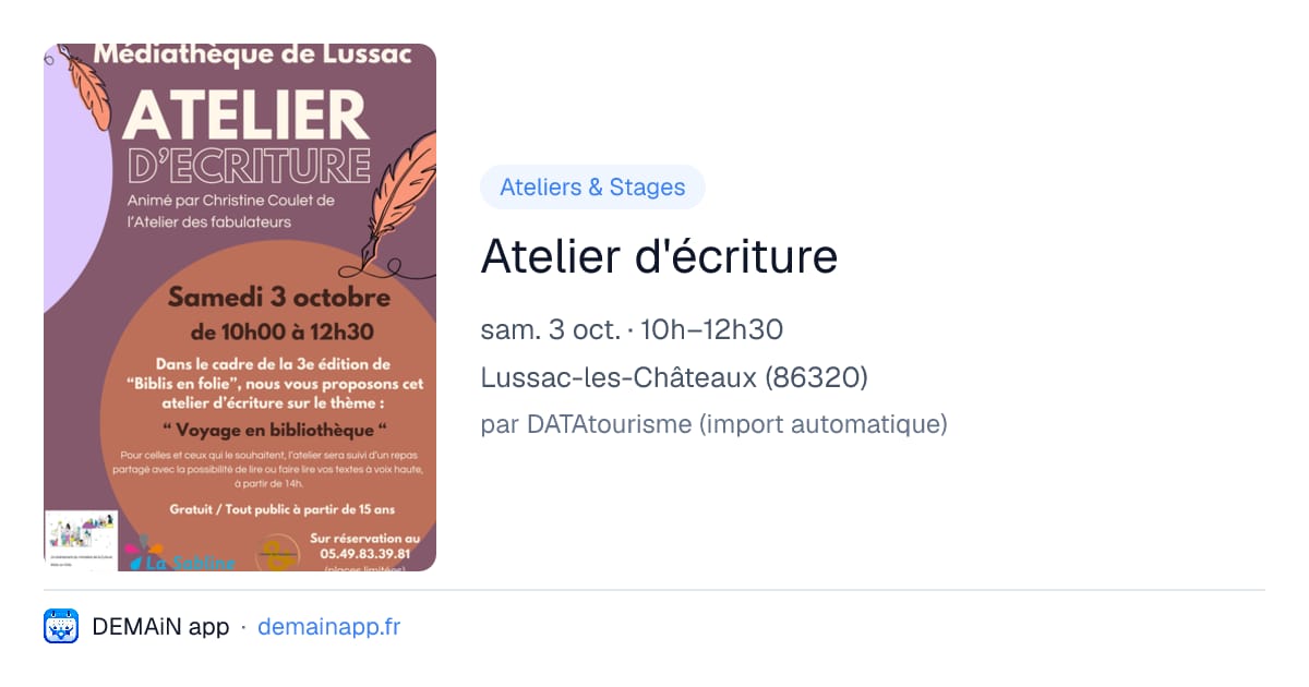 Atelier d'écriture — Lussac-les-Châteaux