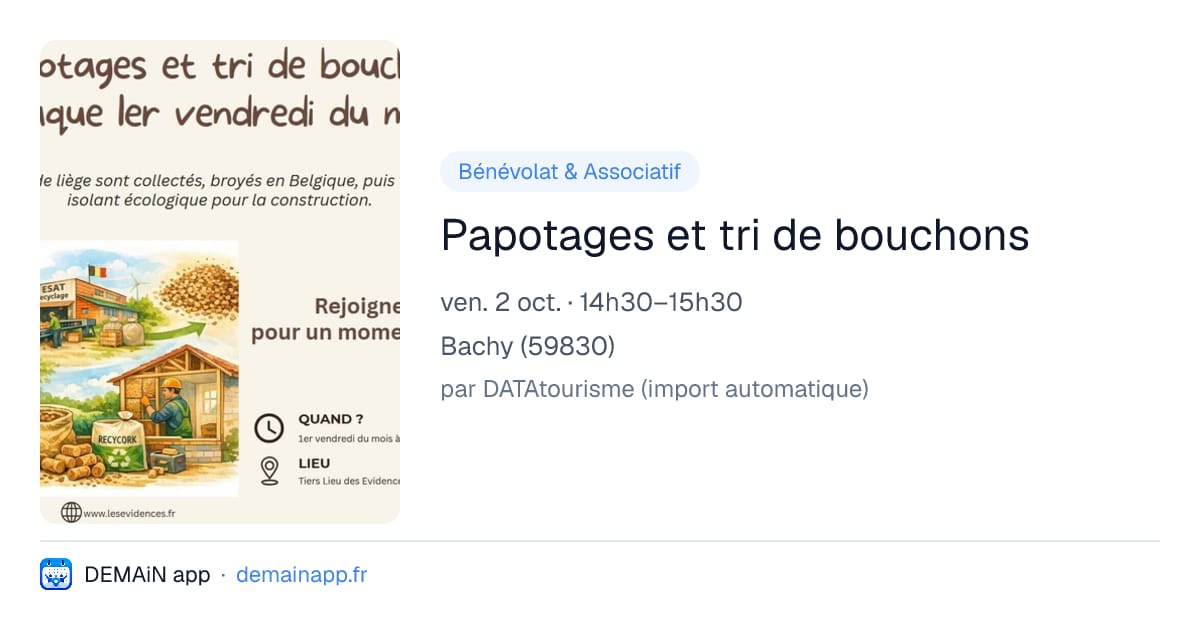 Papotages et tri de bouchons — Bachy