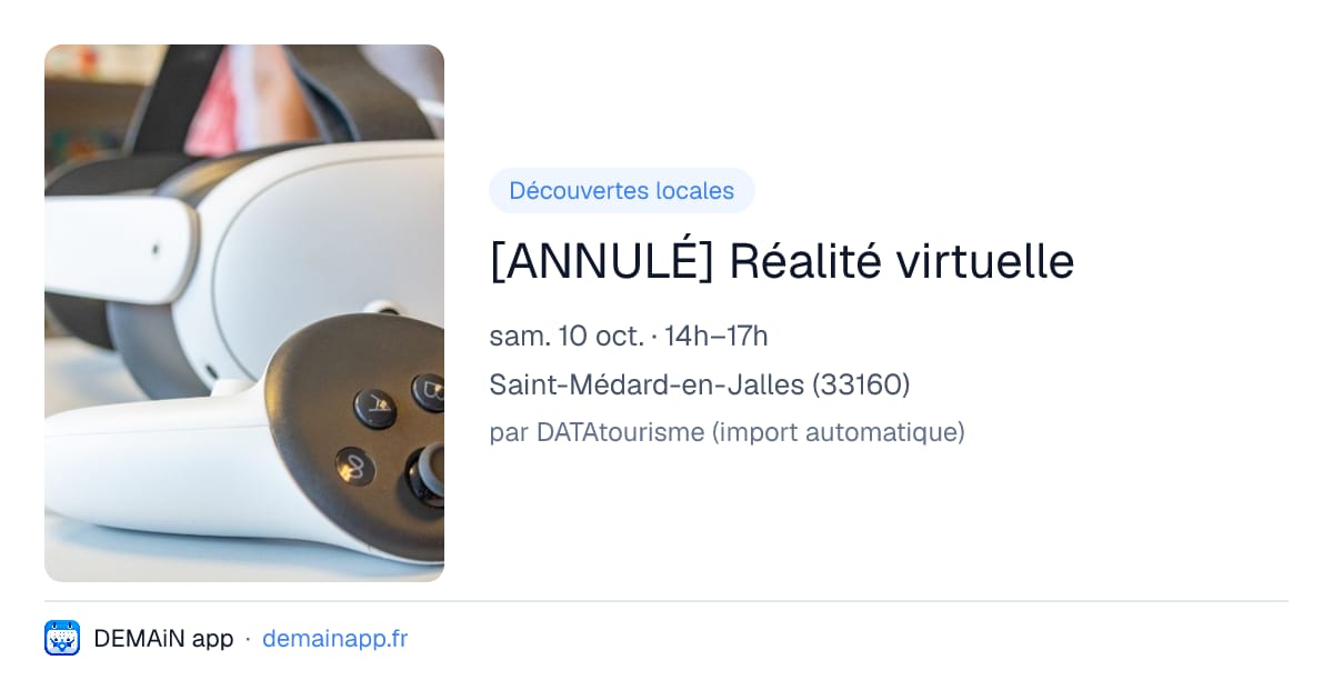 [ANNULÉ] Réalité virtuelle — Saint-Médard-en-Jalles